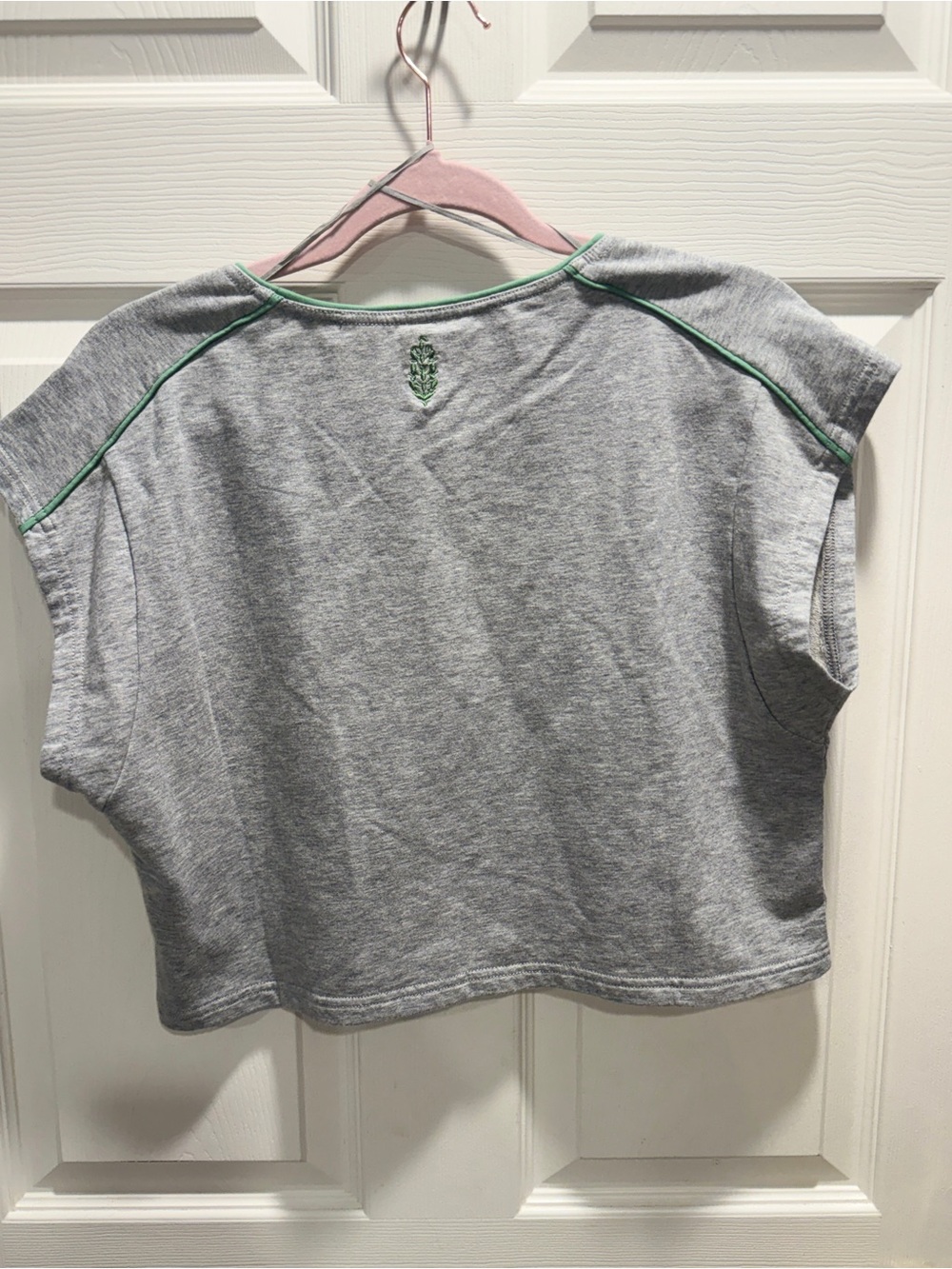 NWT FP Movement Free People Gray Green Trim Pleated Skirt Set Medium - Picture 6 of 13